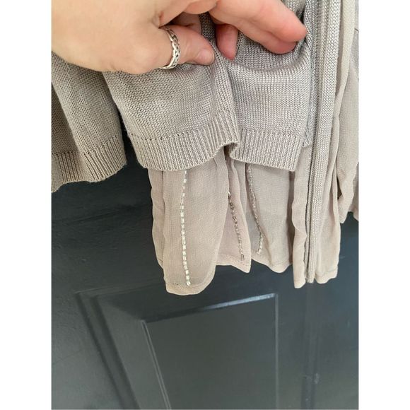 Chan Luu TAN Beaded Cardigan Sweater, Size Large, MSRP $248 - Picture 3 of 12